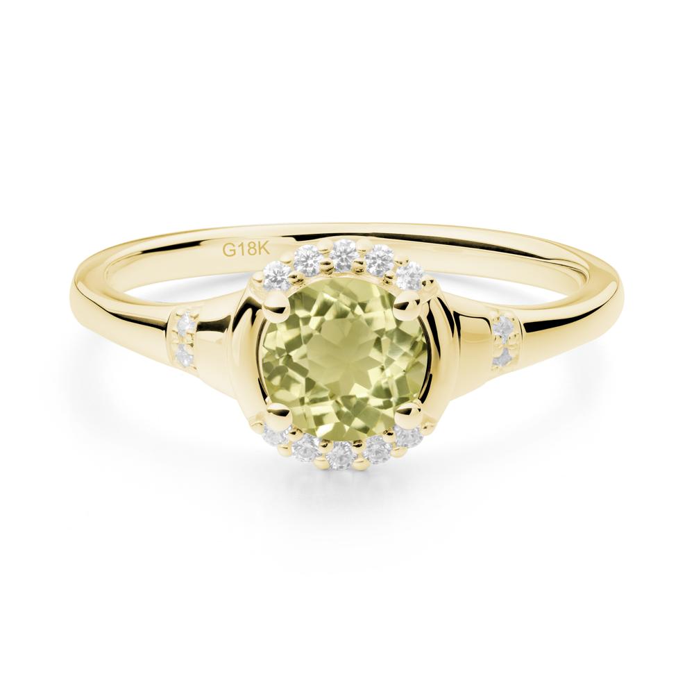 Lemon Quartz Halo Statement Ring - LUO Jewelry #metal_18k yellow gold