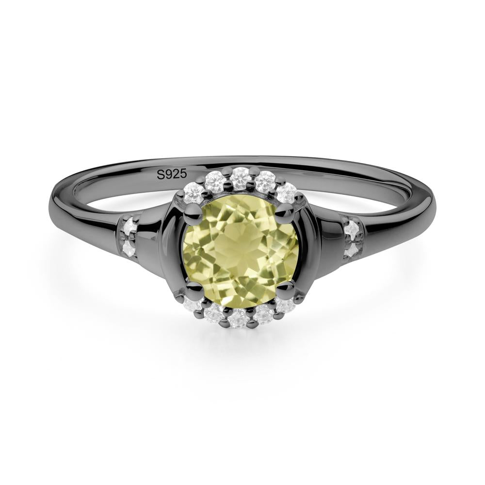 Lemon Quartz Halo Statement Ring - LUO Jewelry #metal_black finish sterling silver