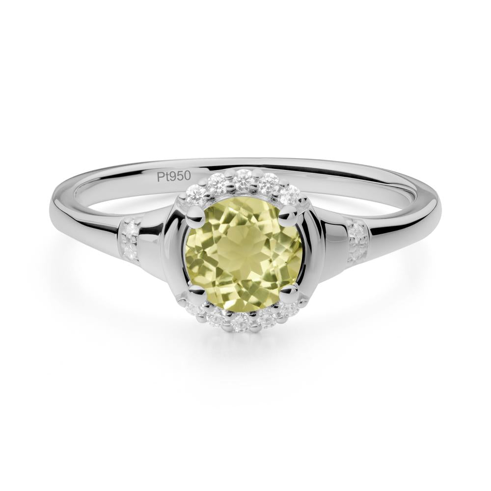 Lemon Quartz Halo Statement Ring - LUO Jewelry #metal_platinum
