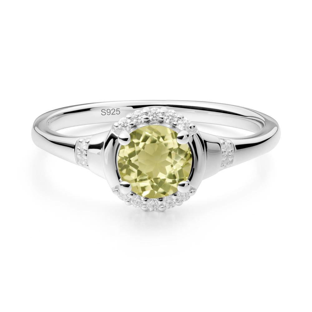 Lemon Quartz Halo Statement Ring - LUO Jewelry #metal_sterling silver