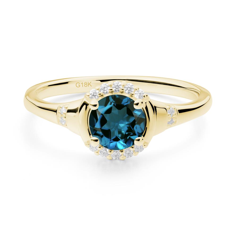 London Blue Topaz Halo Statement Ring - LUO Jewelry #metal_18k yellow gold