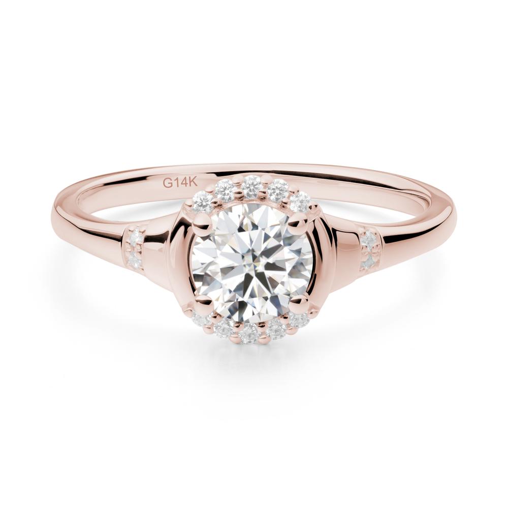 Moissanite Halo Statement Ring - LUO Jewelry #metal_14k rose gold