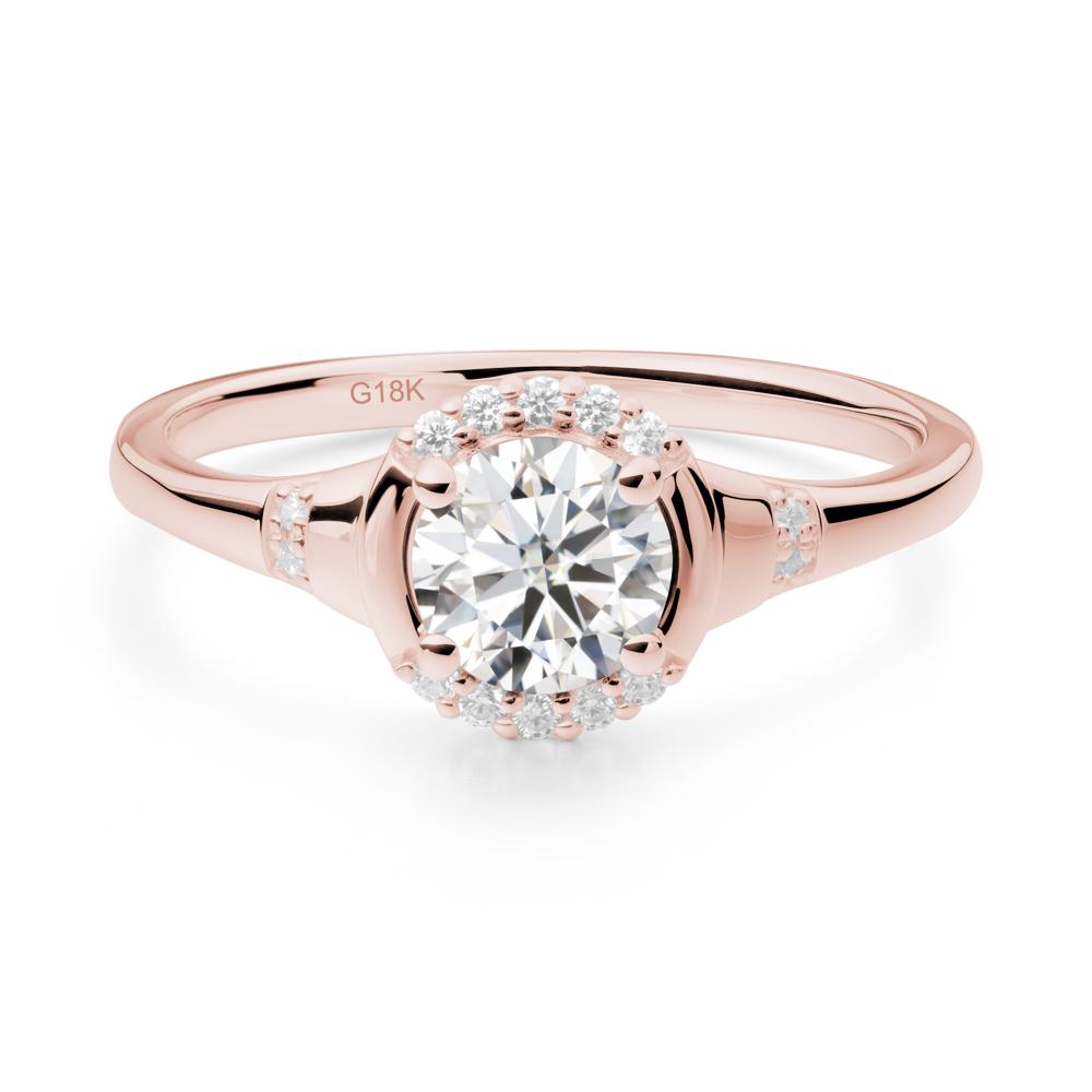 Moissanite Halo Statement Ring - LUO Jewelry #metal_18k rose gold