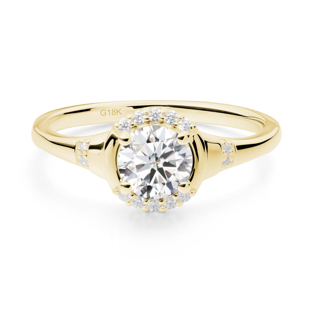 Moissanite Halo Statement Ring - LUO Jewelry #metal_18k yellow gold
