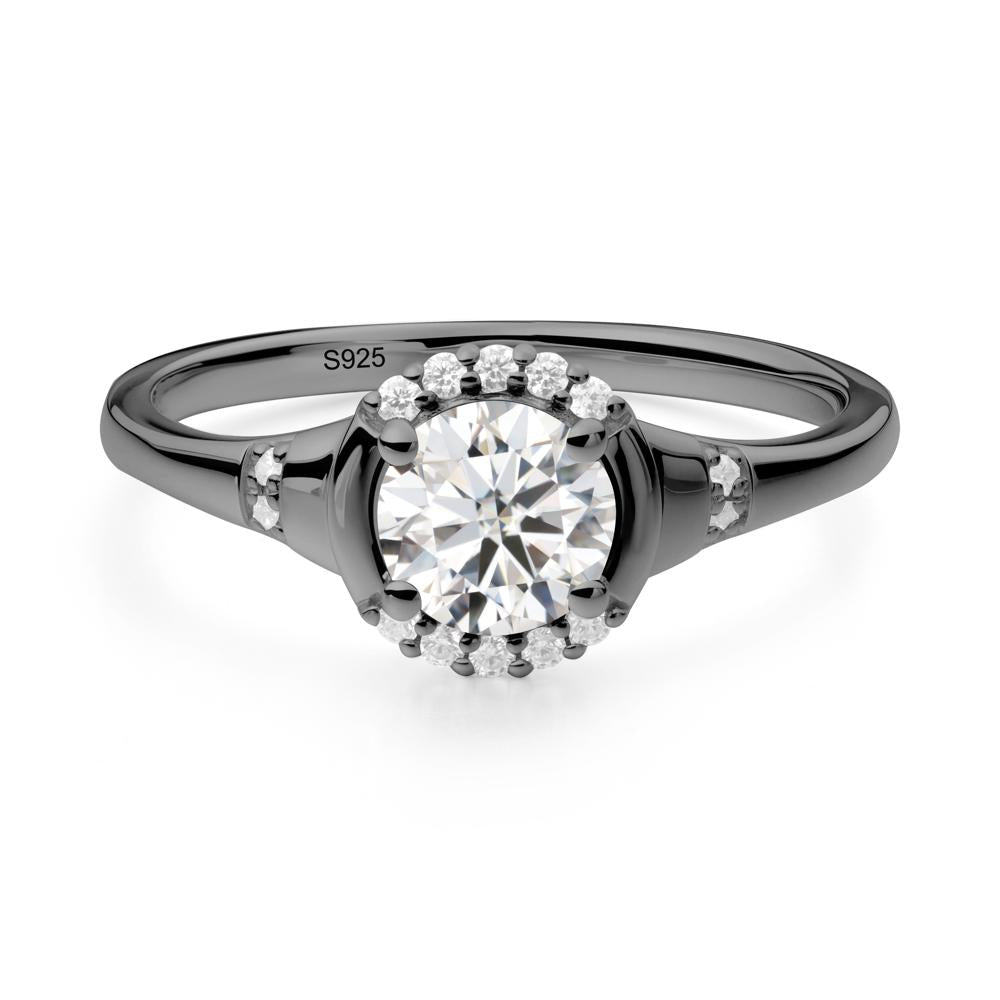 Moissanite Halo Statement Ring - LUO Jewelry #metal_black finish sterling silver