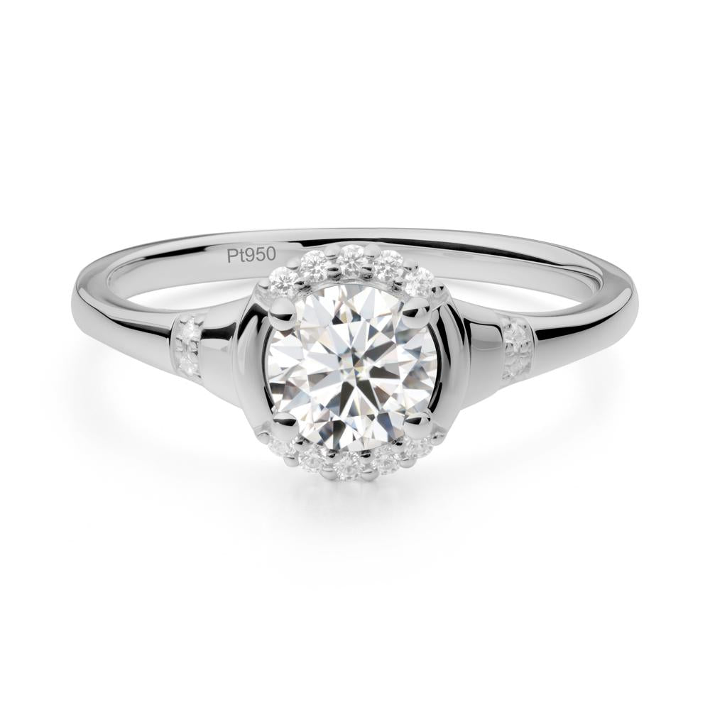 Moissanite Halo Statement Ring - LUO Jewelry #metal_platinum