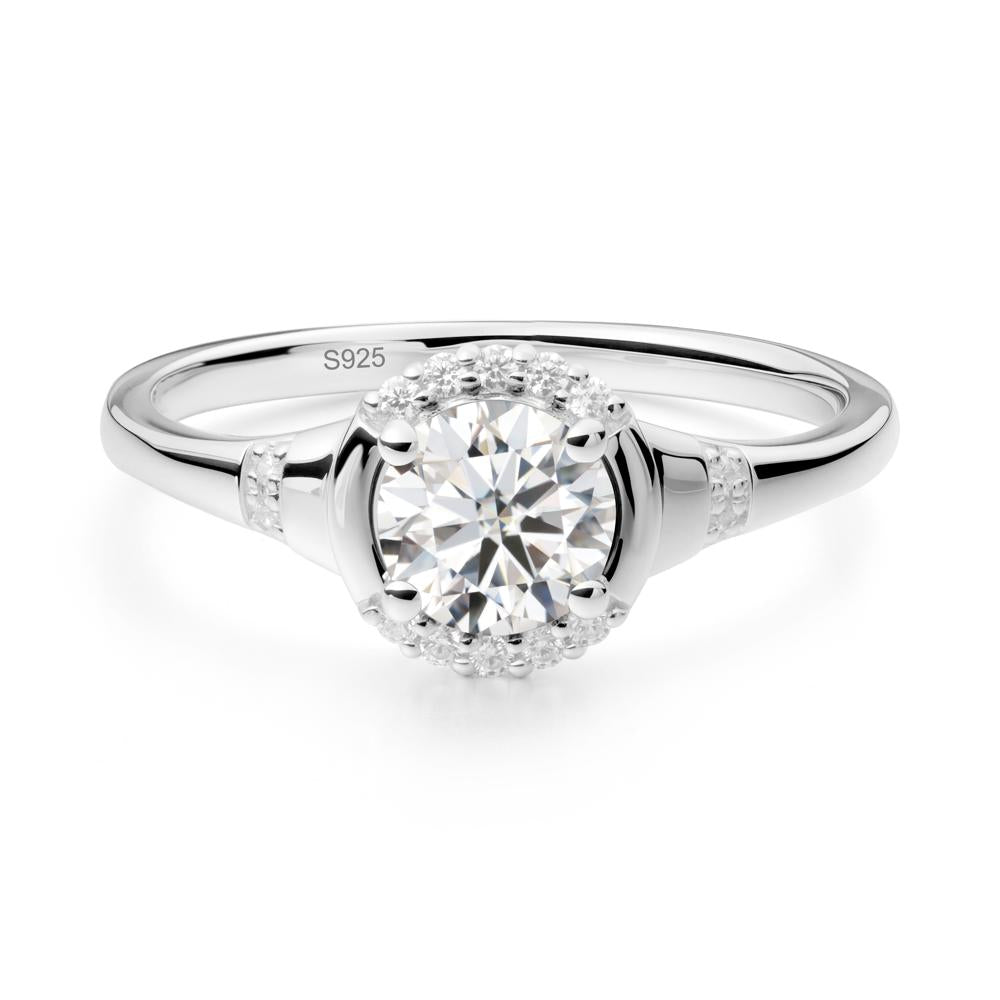 Moissanite Halo Statement Ring - LUO Jewelry #metal_sterling silver