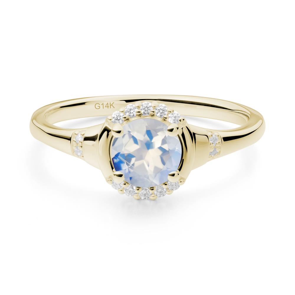 Round Moonstone Halo Ring - LUO Jewelry #metal_14k yellow gold