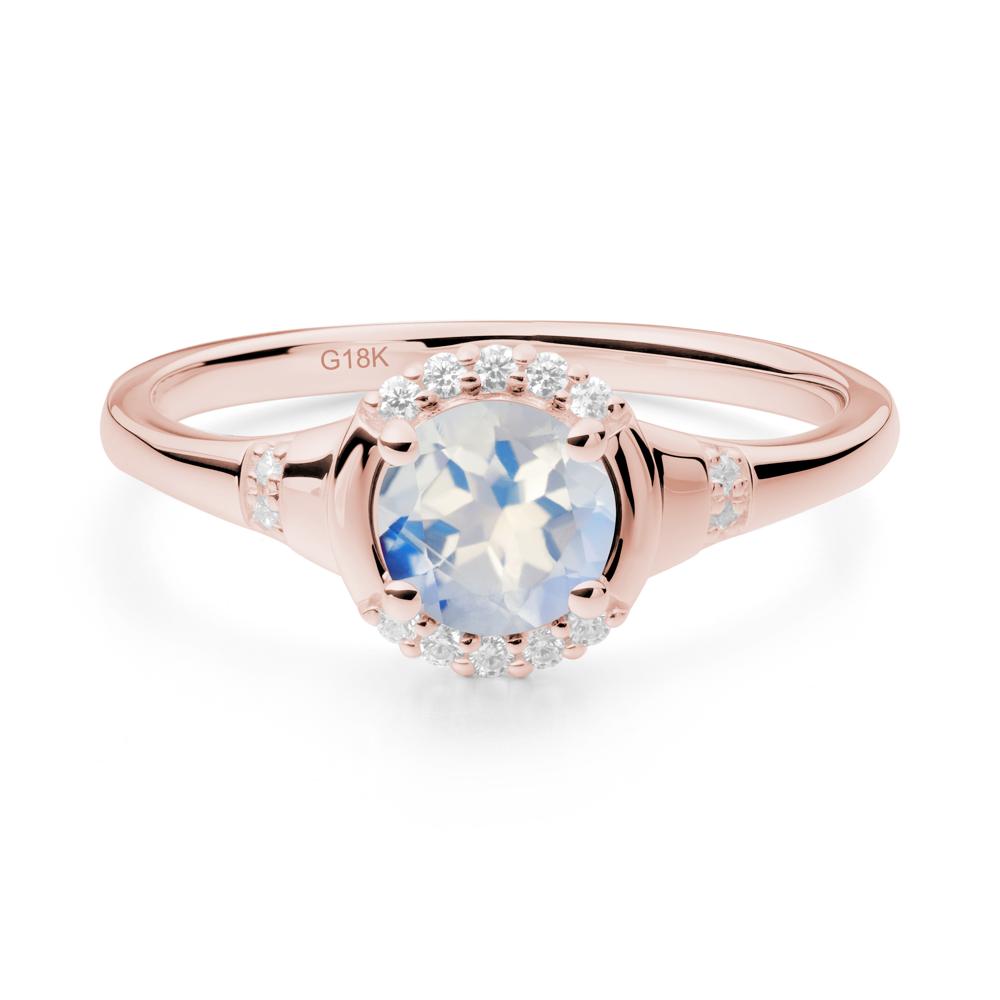 Round Moonstone Halo Ring - LUO Jewelry #metal_18k rose gold
