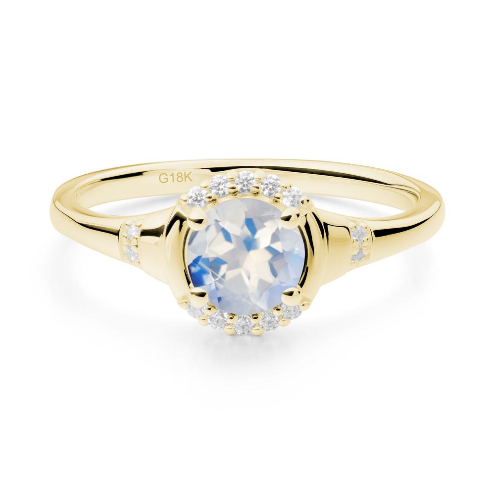 Round Moonstone Halo Ring - LUO Jewelry #metal_18k yellow gold