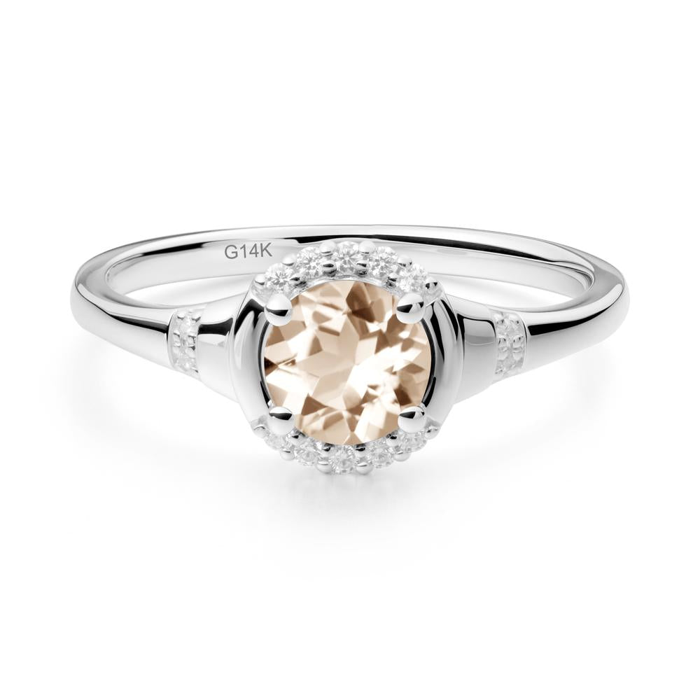 Morganite Halo Statement Ring - LUO Jewelry #metal_14k white gold