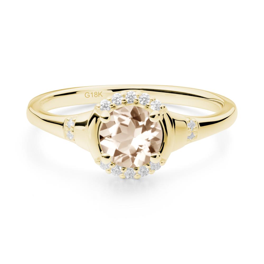 Morganite Halo Statement Ring - LUO Jewelry #metal_18k yellow gold