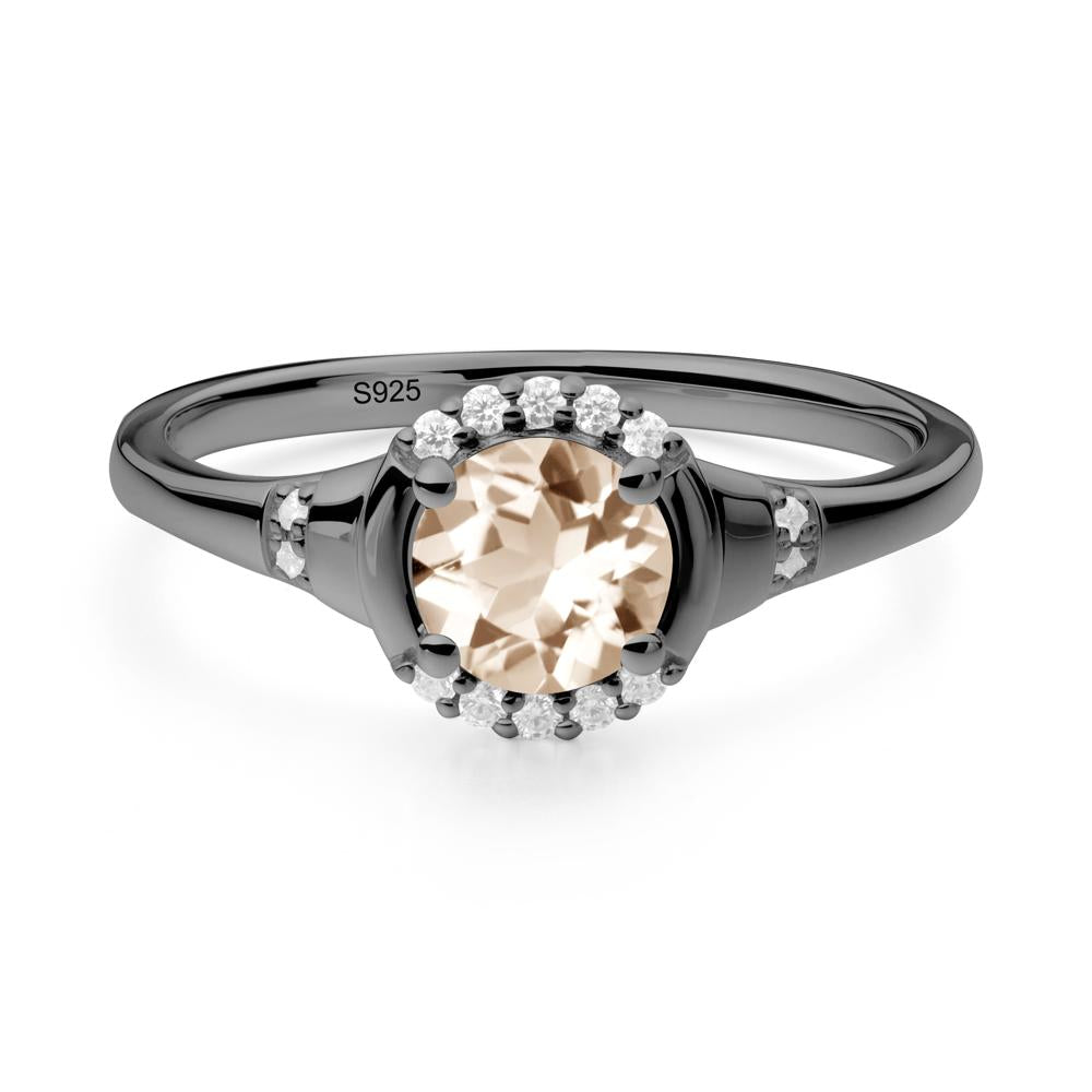 Morganite Halo Statement Ring - LUO Jewelry #metal_black finish sterling silver