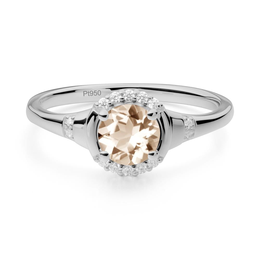 Morganite Halo Statement Ring - LUO Jewelry #metal_platinum