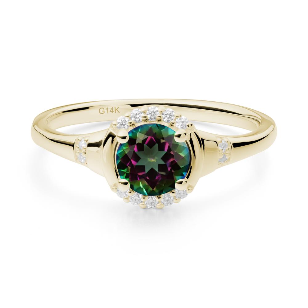 Round Mystic Topaz Halo Ring - LUO Jewelry #metal_14k yellow gold