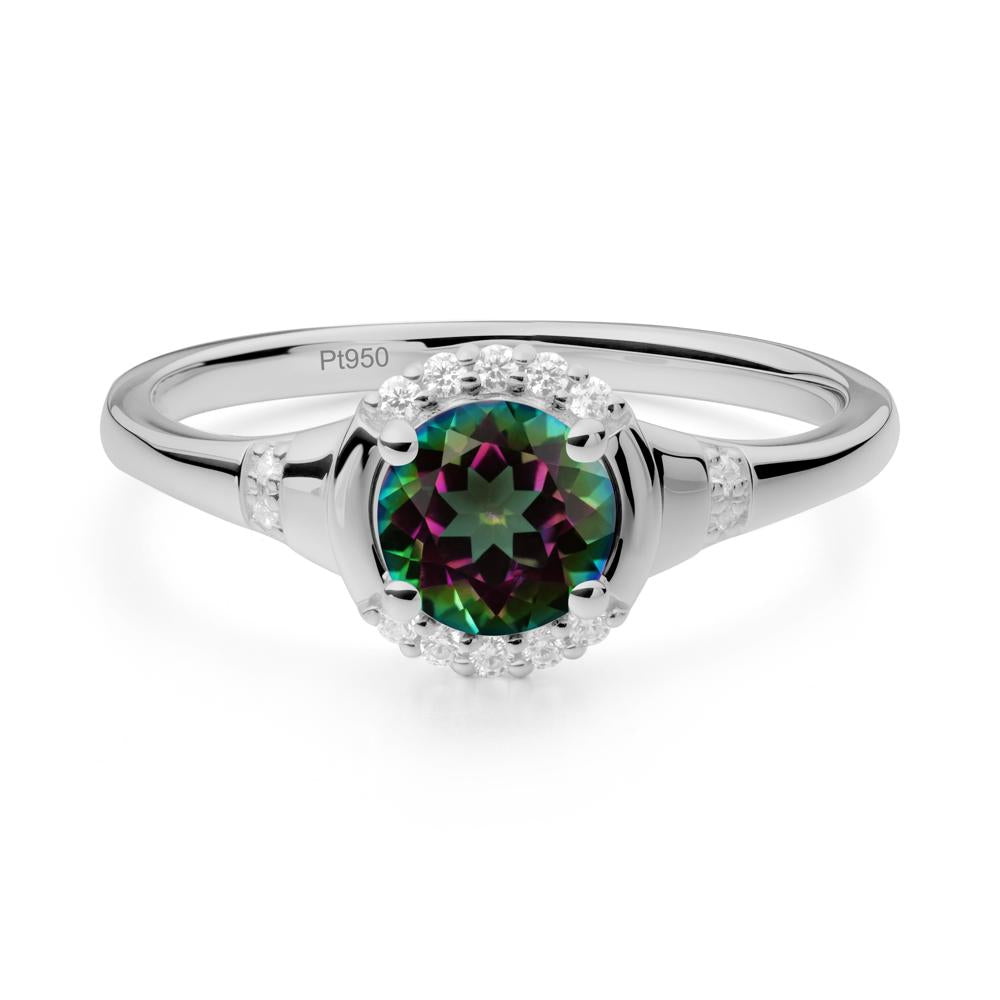Round Mystic Topaz Halo Ring - LUO Jewelry #metal_platinum