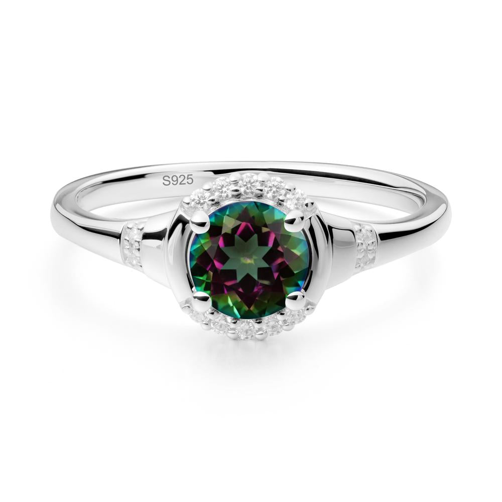 Round Mystic Topaz Halo Ring - LUO Jewelry #metal_sterling silver