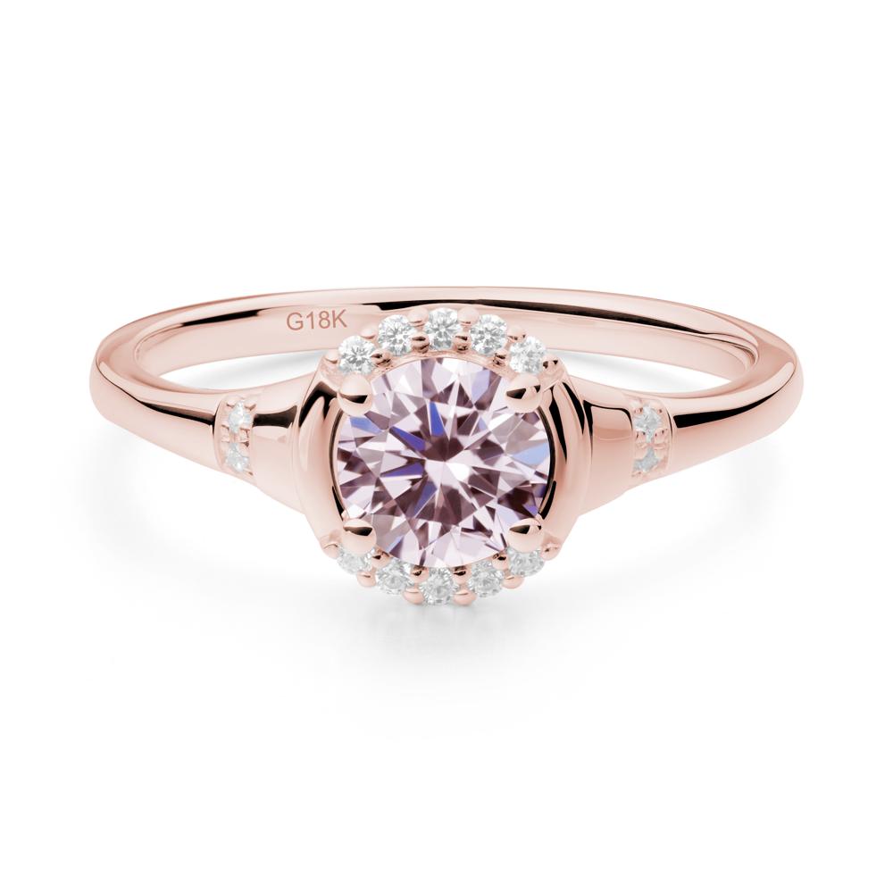Round Pink Cubic Zirconia Halo Ring - LUO Jewelry #metal_18k rose gold