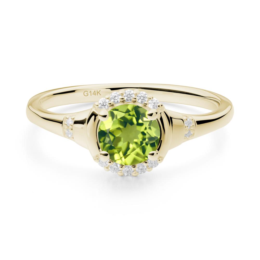 Round Peridot Halo Ring - LUO Jewelry #metal_14k yellow gold