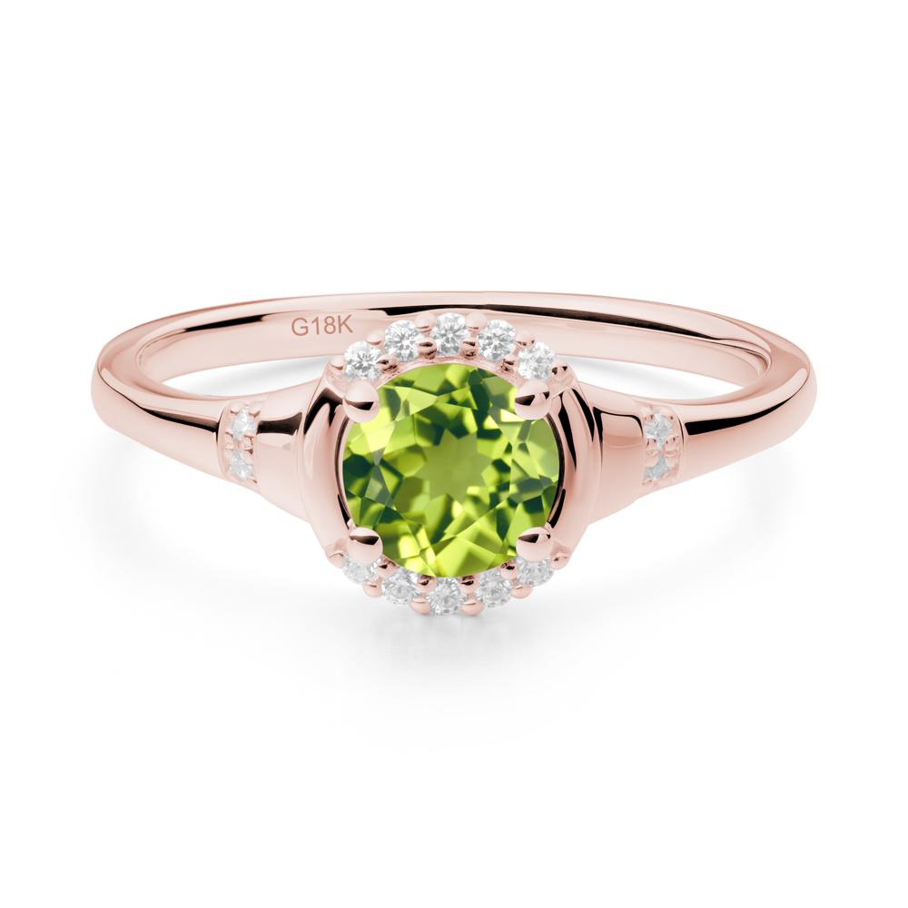 Round Peridot Halo Ring - LUO Jewelry #metal_18k rose gold
