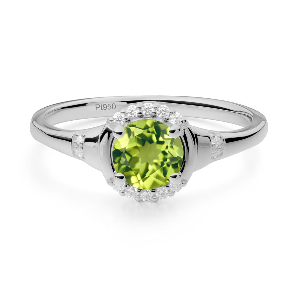 Round Peridot Halo Ring - LUO Jewelry #metal_platinum