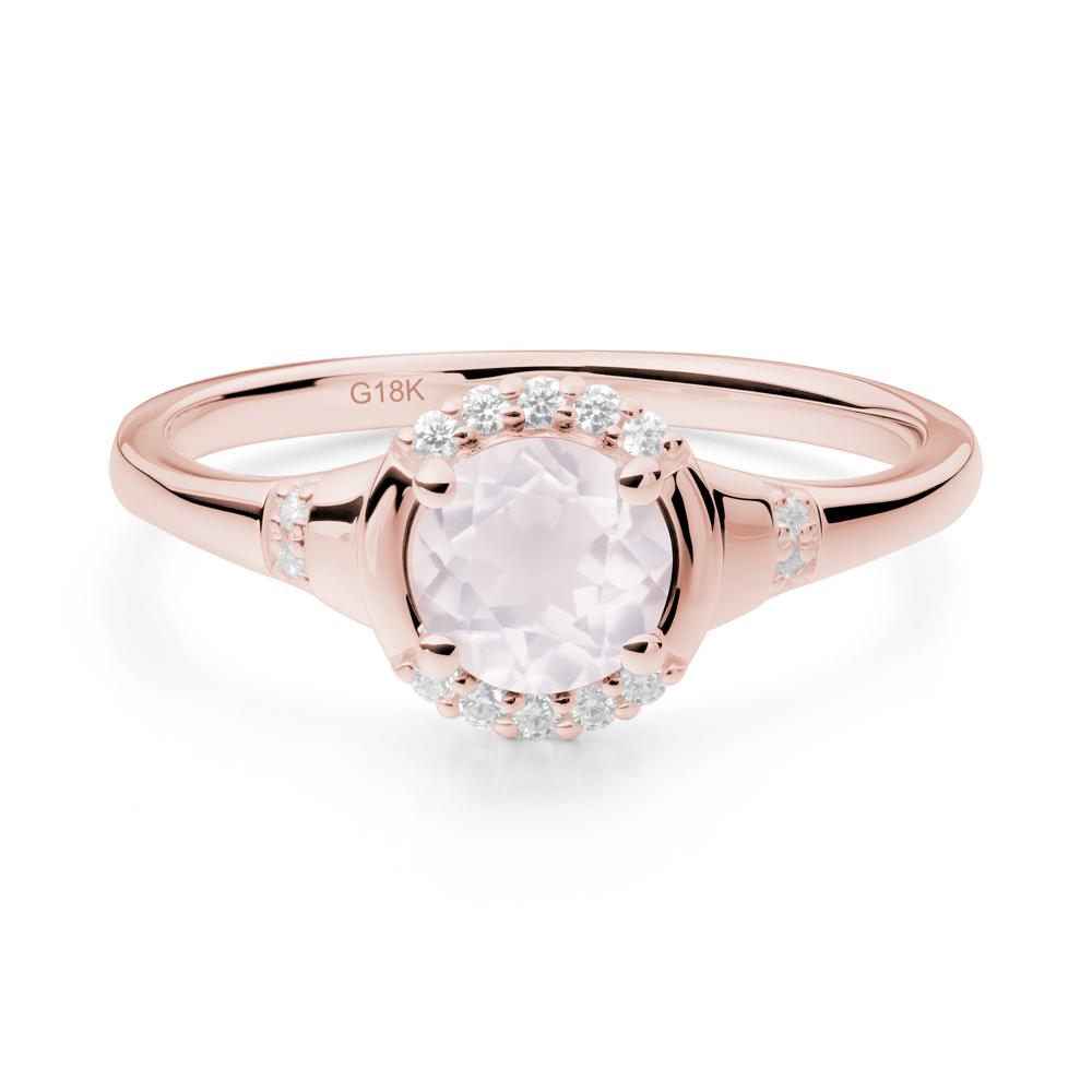 Rose Quartz Halo Statement Ring - LUO Jewelry #metal_18k rose gold