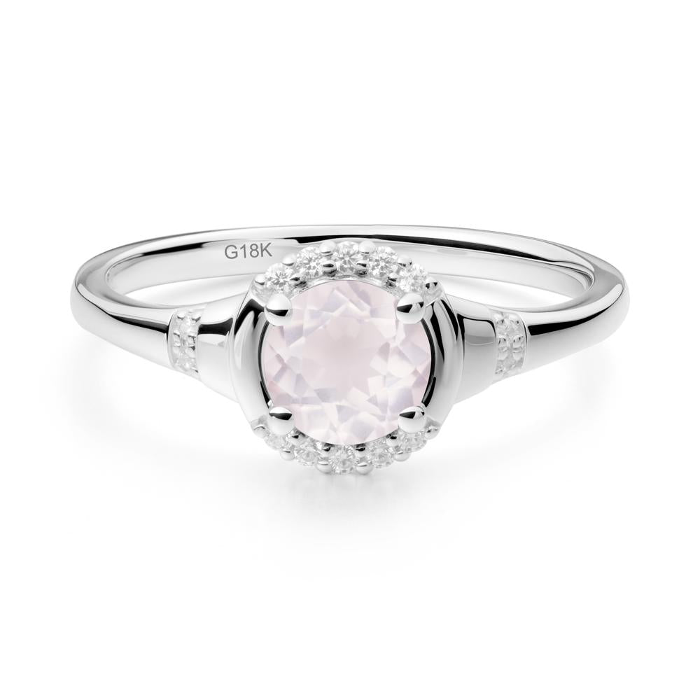 Rose Quartz Halo Statement Ring - LUO Jewelry #metal_18k white gold