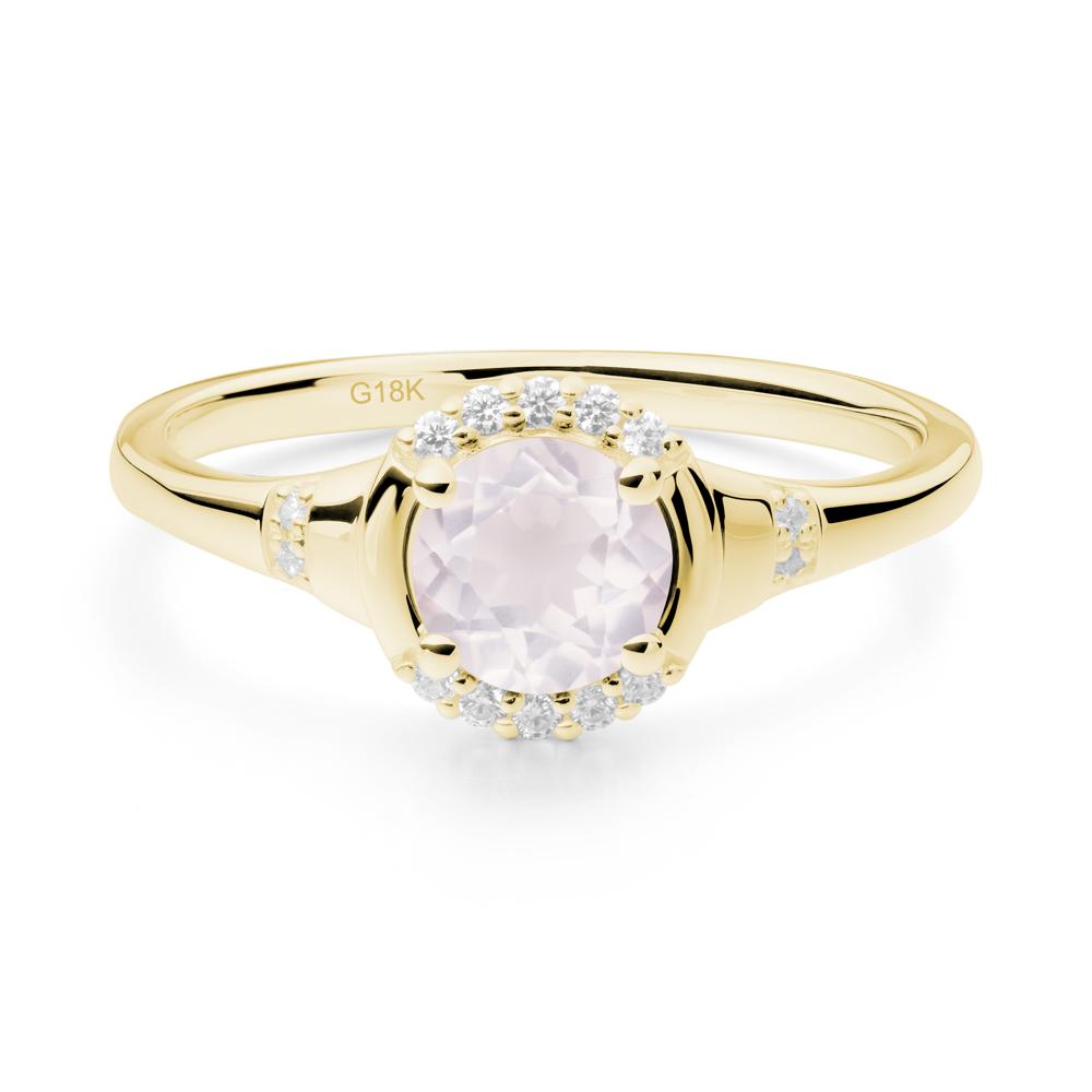 Rose Quartz Halo Statement Ring - LUO Jewelry #metal_18k yellow gold
