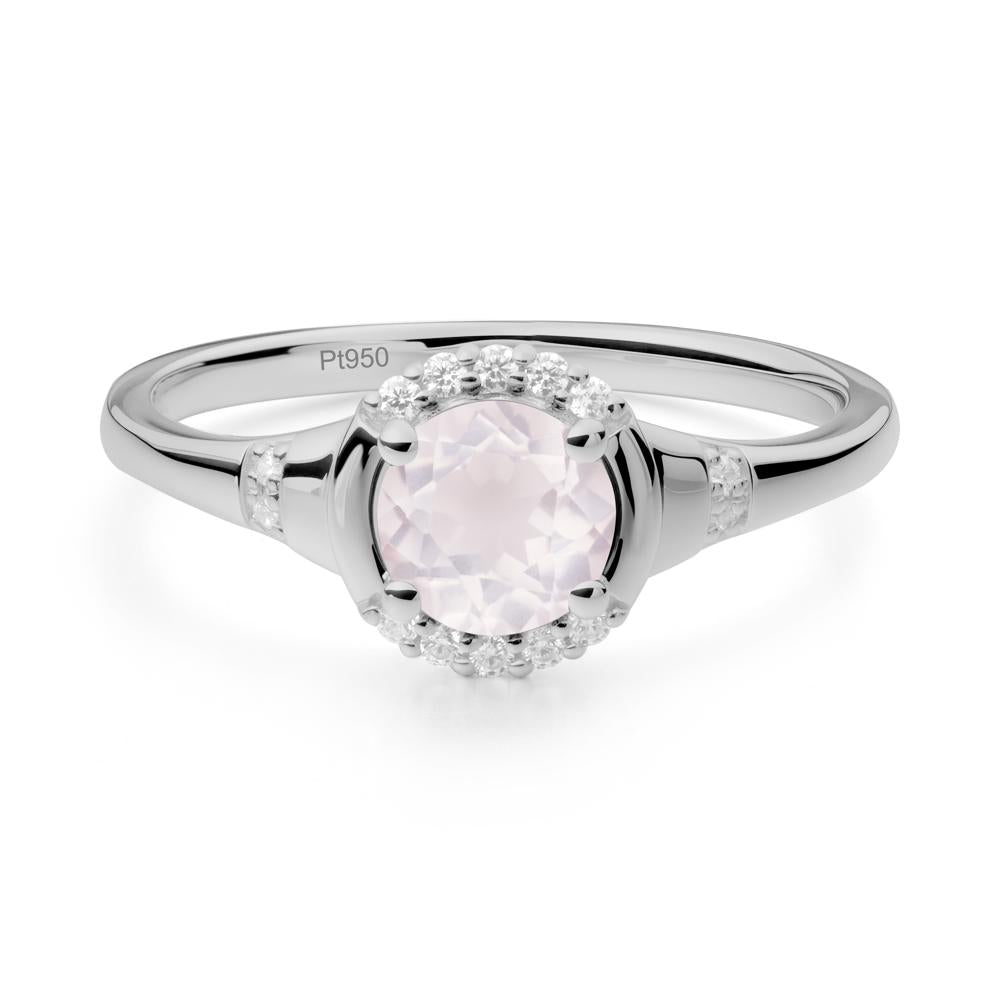 Rose Quartz Halo Statement Ring - LUO Jewelry #metal_platinum