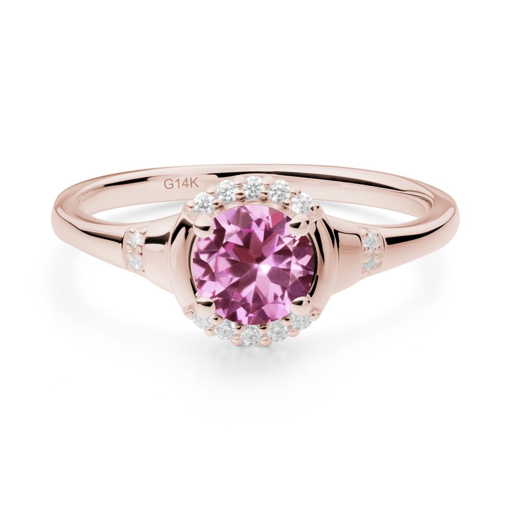 Pink Sapphire Halo Statement Ring - LUO Jewelry #metal_14k rose gold