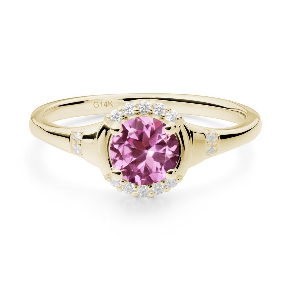 Pink Sapphire Halo Statement Ring - LUO Jewelry #metal_14k yellow gold