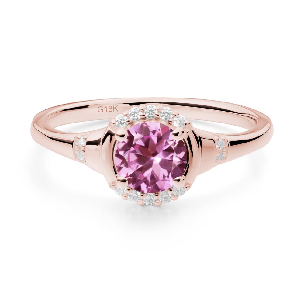 Pink Sapphire Halo Statement Ring - LUO Jewelry #metal_18k rose gold