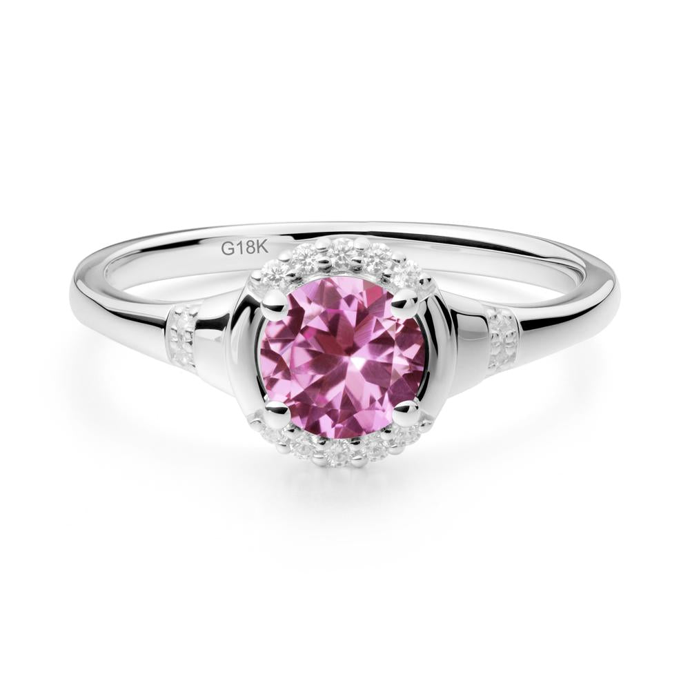 Pink Sapphire Halo Statement Ring - LUO Jewelry #metal_18k white gold