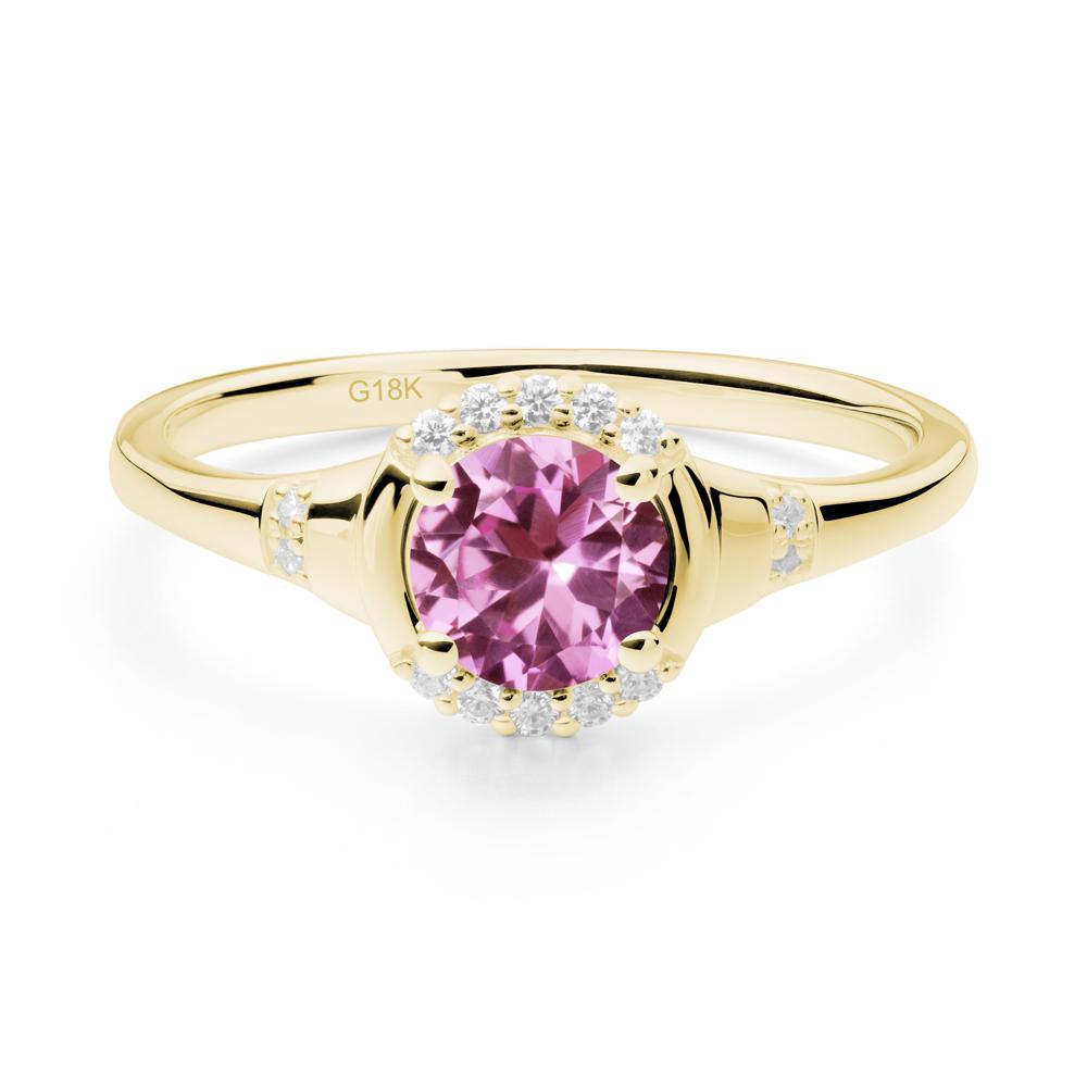 Pink Sapphire Halo Statement Ring - LUO Jewelry #metal_18k yellow gold