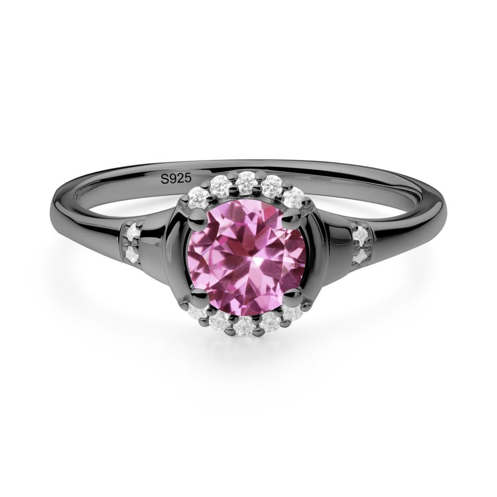 Pink Sapphire Halo Statement Ring - LUO Jewelry #metal_black finish sterling silver