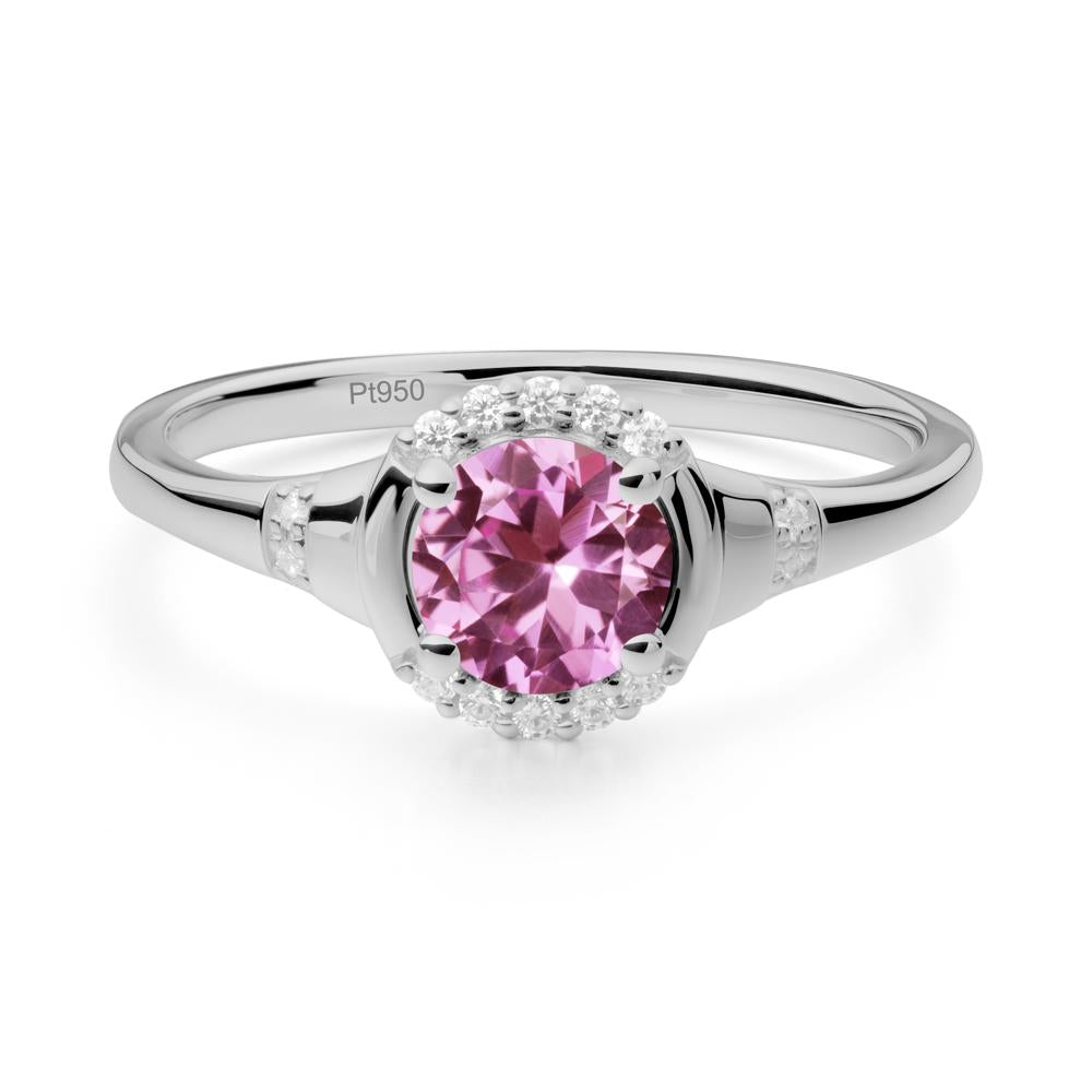 Pink Sapphire Halo Statement Ring - LUO Jewelry #metal_platinum