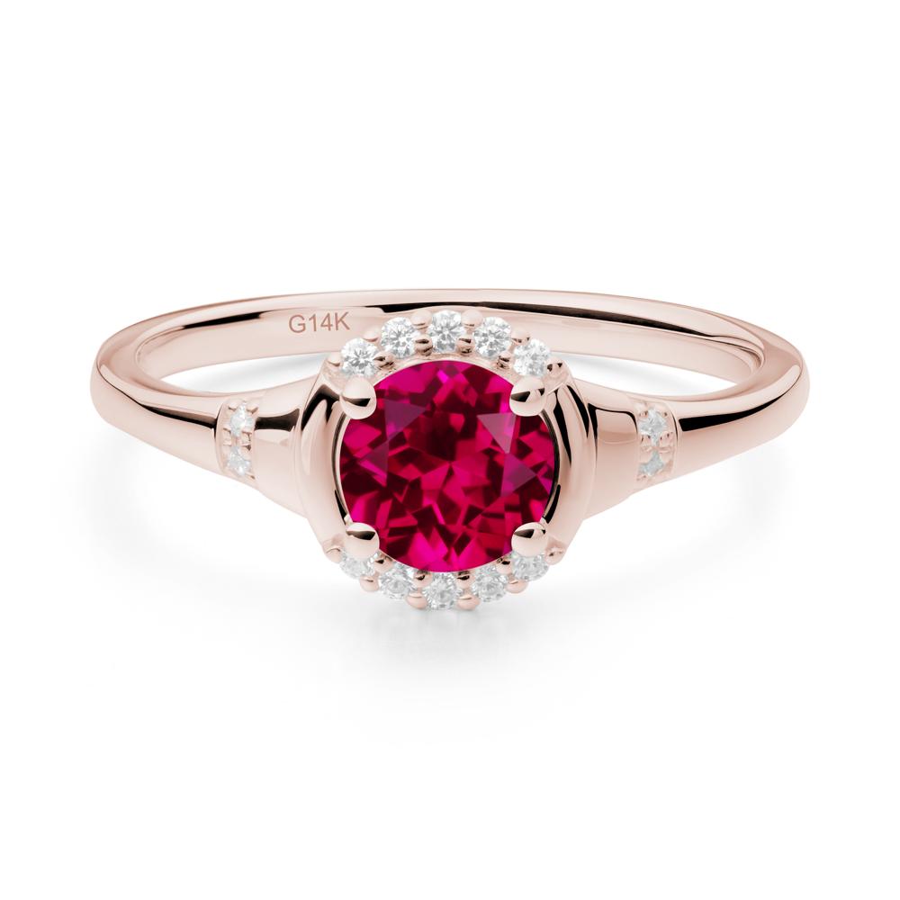 Ruby Halo Statement Ring - LUO Jewelry #metal_14k rose gold