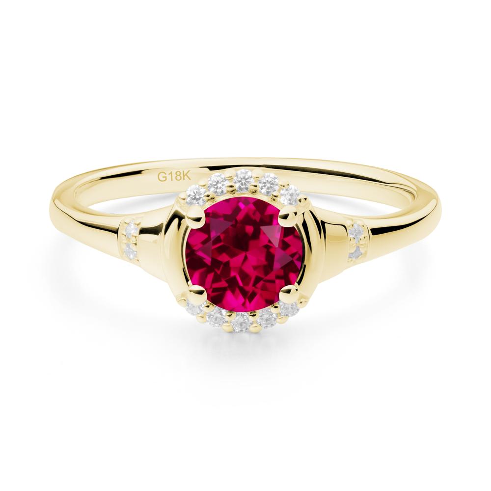 Ruby Halo Statement Ring - LUO Jewelry #metal_18k yellow gold