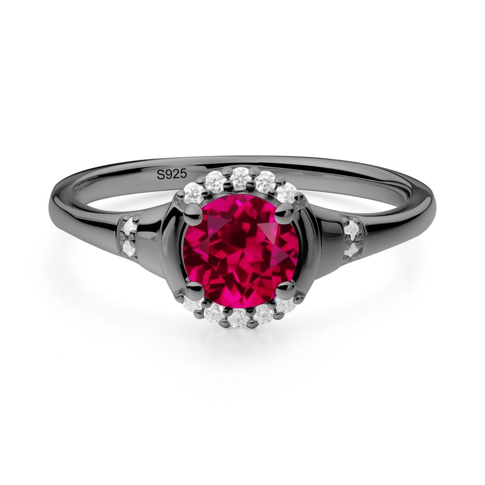 Ruby Halo Statement Ring - LUO Jewelry #metal_black finish sterling silver