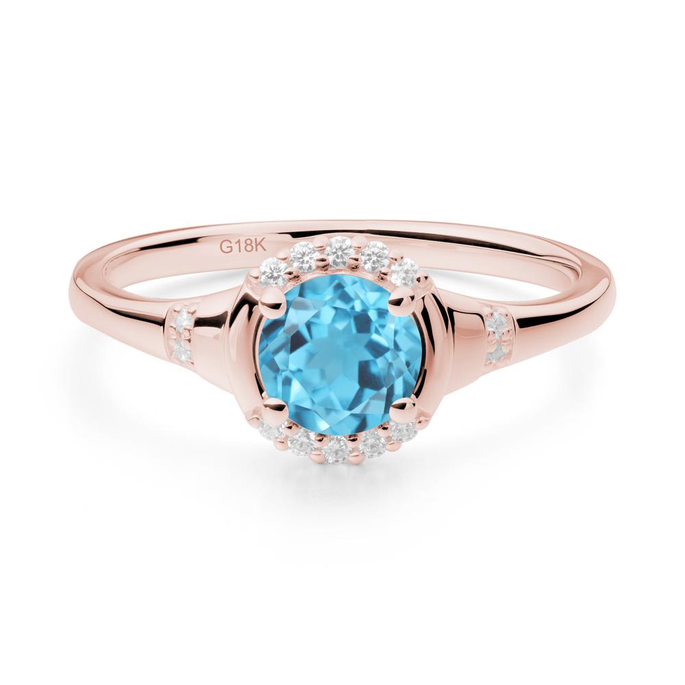 Swiss Blue Topaz Halo Statement Ring - LUO Jewelry #metal_18k rose gold