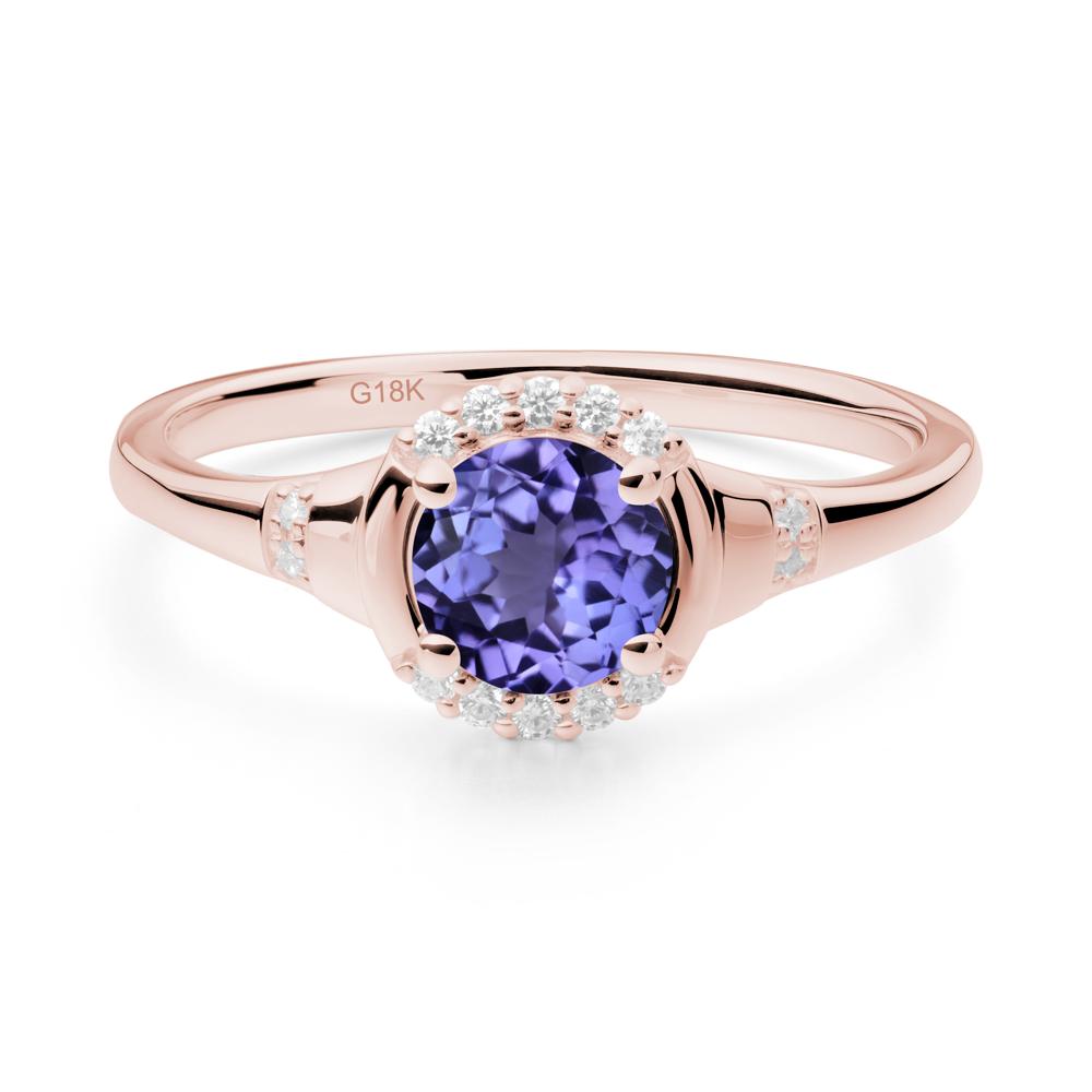 Tanzanite Halo Statement Ring - LUO Jewelry #metal_18k rose gold