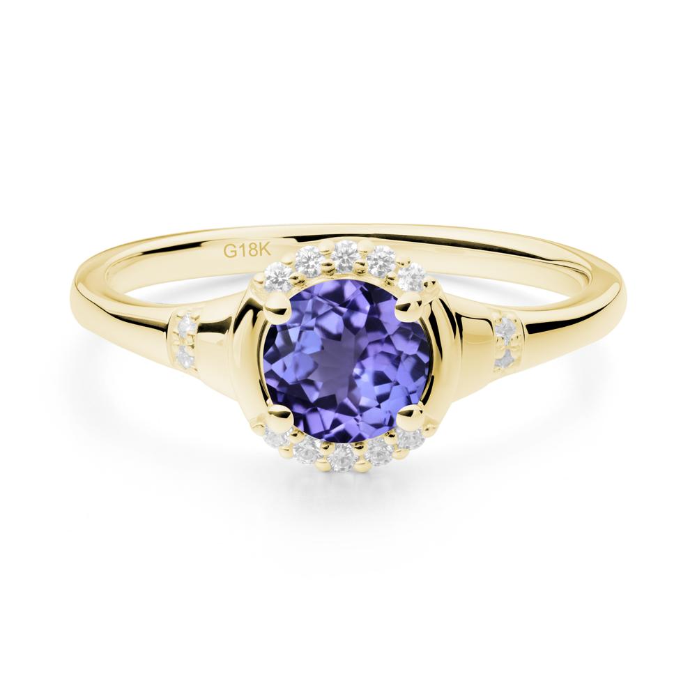 Tanzanite Halo Statement Ring - LUO Jewelry #metal_18k yellow gold