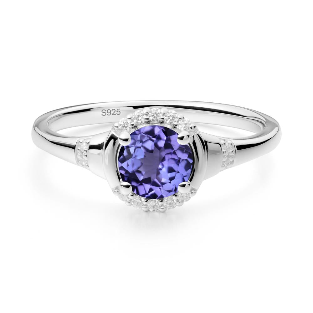 Tanzanite Halo Statement Ring - LUO Jewelry #metal_sterling silver