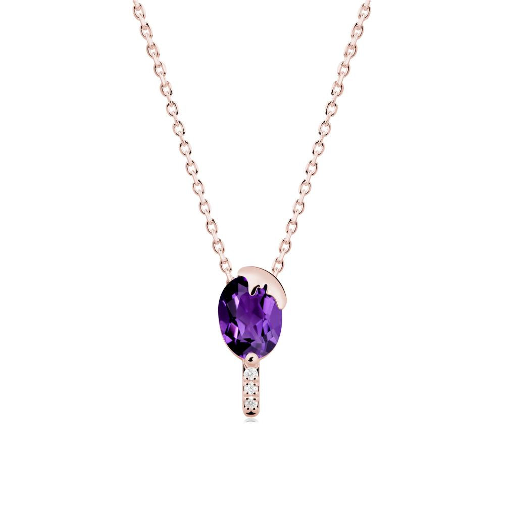 Unique Oval Amethyst Necklace - LUO Jewelry #metal_18k rose gold