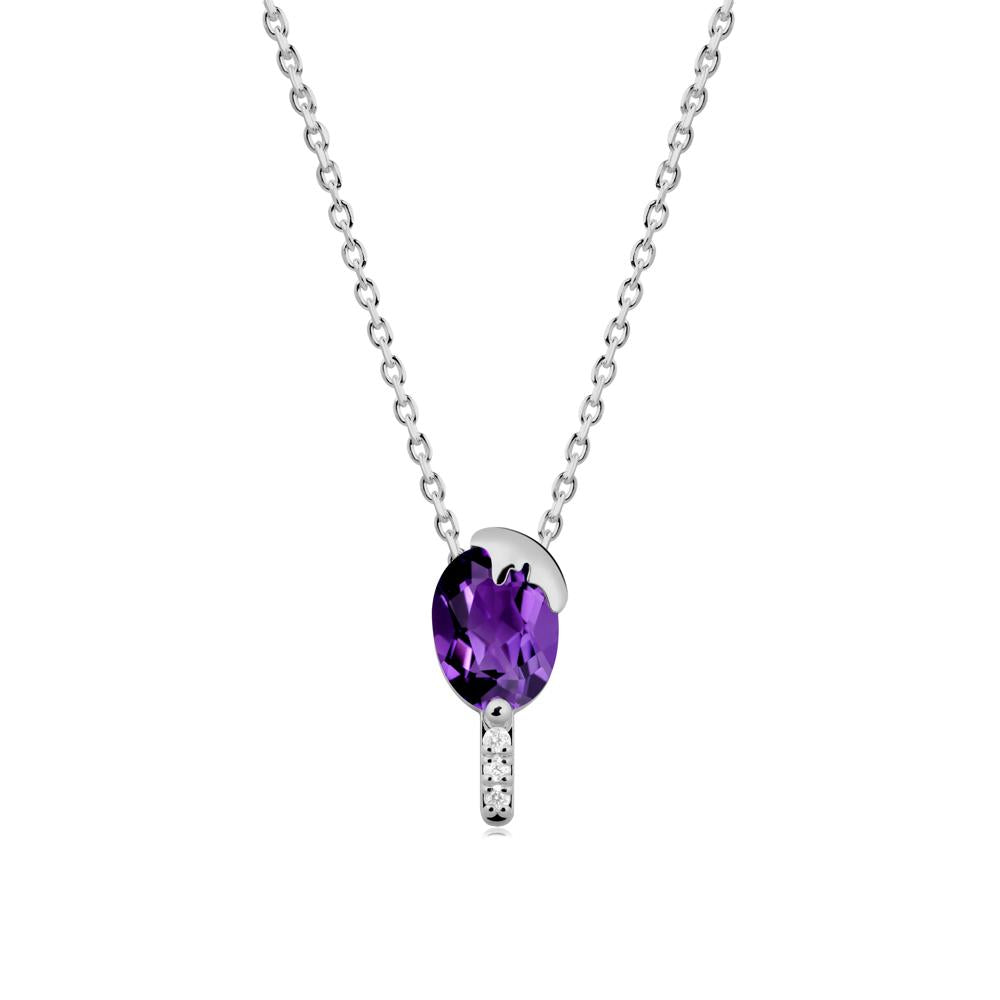 Unique Oval Amethyst Necklace - LUO Jewelry #metal_platinum