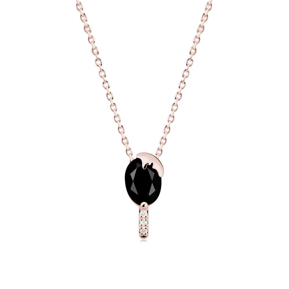 Popsicle Inspired Oval Black Spinel Pendant - LUO Jewelry #metal_18k rose gold