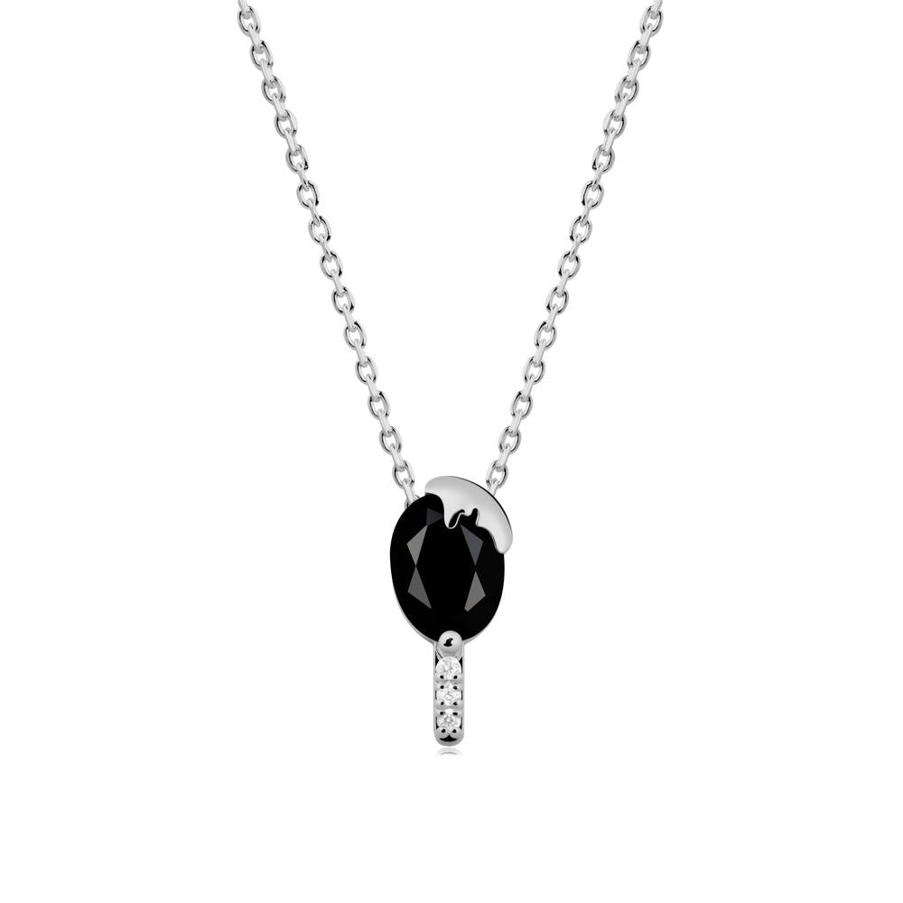 Popsicle Inspired Oval Black Spinel Pendant - LUO Jewelry #metal_platinum