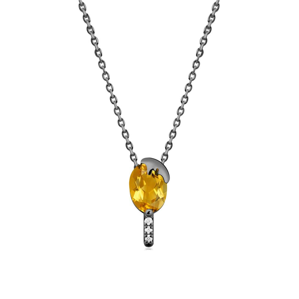 Popsicle Inspired Oval Citrine Pendant - LUO Jewelry #metal_black finish sterling silver