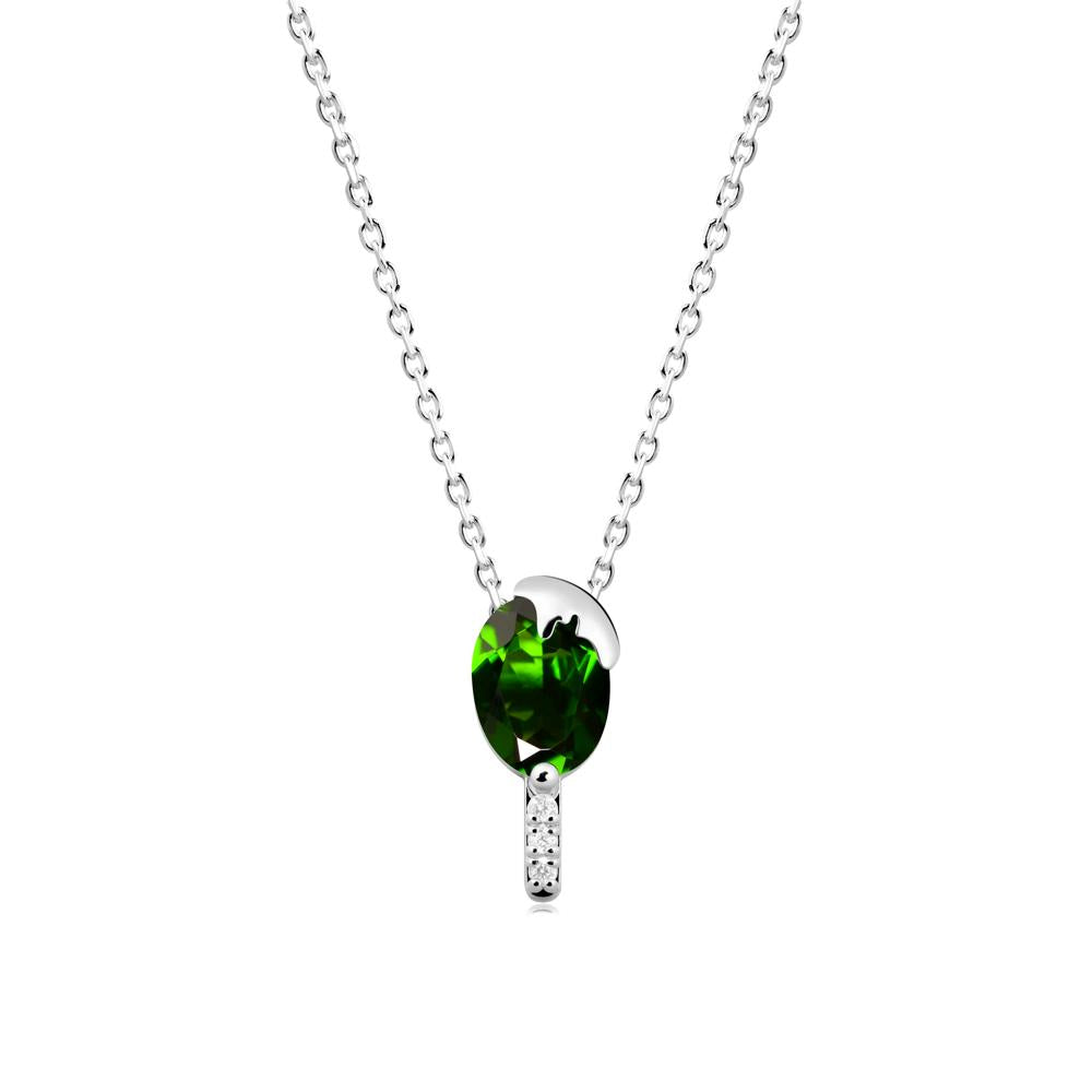 Unique Oval Diopside Necklace - LUO Jewelry #metal_14k white gold