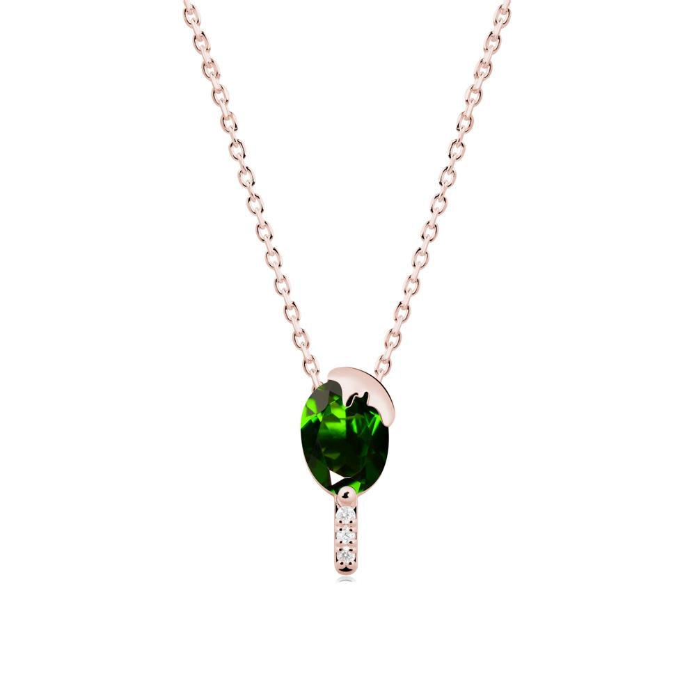 Unique Oval Diopside Necklace - LUO Jewelry #metal_18k rose gold